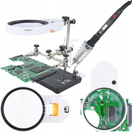 3- TRZECIA RĘKA UCHWYT SERWIS PCB LUPA LED RT0191