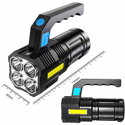 AKUMULATOROWA LATARKA LED Z RĄCZKĄ ŁADOWANIE USB SZPERACZ - MOCNA I TRWAŁA