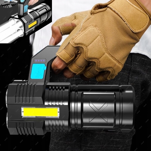 AKUMULATOROWA LATARKA LED Z RĄCZKĄ ŁADOWANIE USB SZPERACZ - MOCNA I TRWAŁA