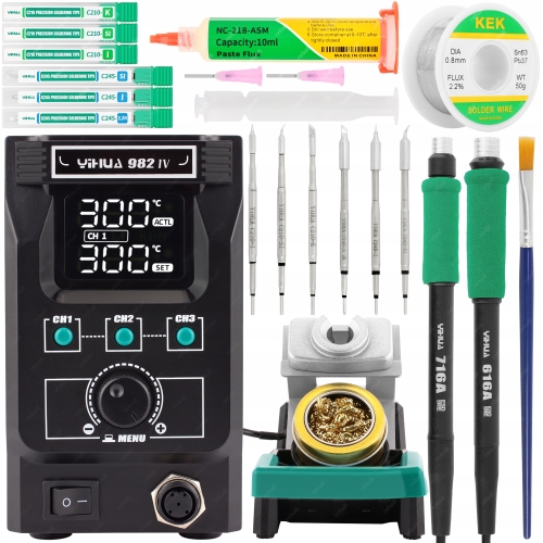 ZESTAW STACJA LUTOWNICZA YIHUA 982-IV 150W 2 KOLBY 6 GROTÓW C245 C210 XLv1