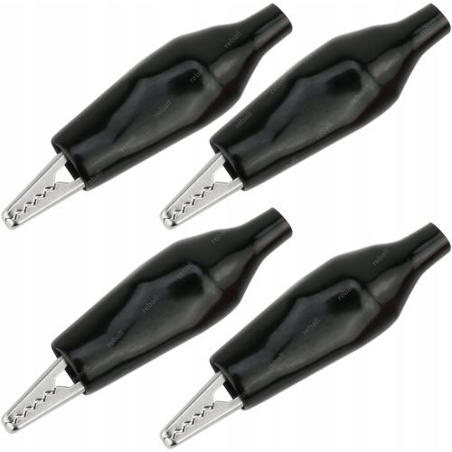4SZT KROKODYLKI CZARNY 27mm IZOLOWANY NA KABEL