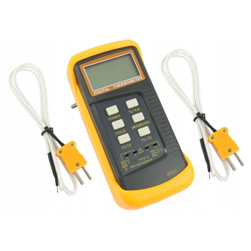 MIERNIK TEMPERATURY PODWÓJNY CYFROWY TERMOMETR 6802 II 2 CZUJNIKI DO 1300C