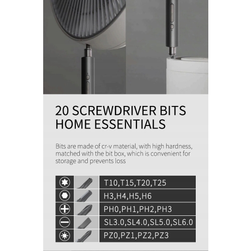 ELEKTRYCZNY ŚRUBOKRĘT BEZPRZEWODOWY WKRĘTAK KS-882036 USB + 20 BITÓW 23w1