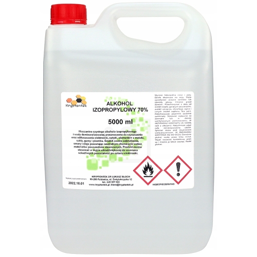 ALKOHOL IZOPROPYLOWY IZOPROPANOL IPA 70% DO ODTŁUSZCZANIA CZYSZCZENIA 5L