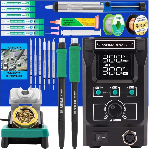 ZESTAW STACJA LUTOWNICZA YIHUA 982-IV 150W 2 KOLBY 6 GROTÓW C245 C210 XXLv1