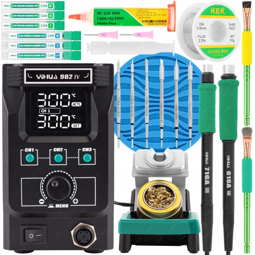 ZESTAW STACJA LUTOWNICZA YIHUA 982-IV 150W 2 KOLBY 6 GROTÓW C245 C210 XLv2