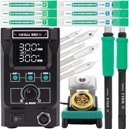 ZESTAW STACJA LUTOWNICZA YIHUA 982-IV 150W 2 KOLBY 6 GROTÓW C245 C210 XLv2
