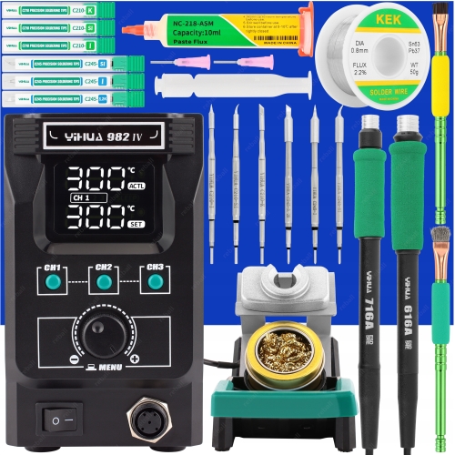 ZESTAW STACJA LUTOWNICZA YIHUA 982-IV 150W 2 KOLBY 6 GROTÓW C245 C210 XLv4
