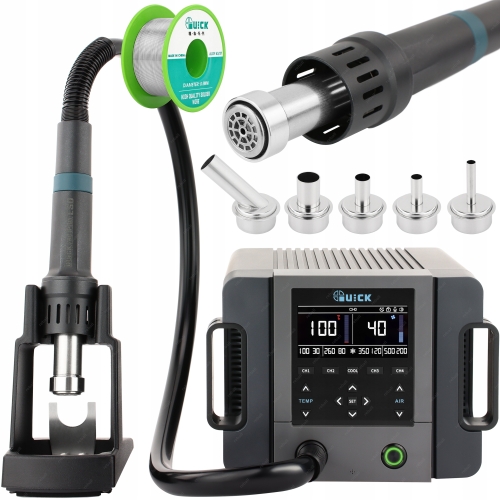 ZESTAW STACJA LUTOWNICZA QUICK 861 PRO 1300W HOT AIR FUNKCJA AI + CYNA 18g