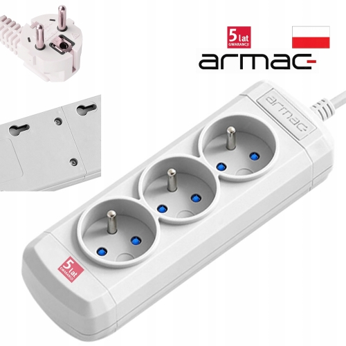 PRZEDŁUŻACZ LISTWA ZASILAJĄCA ARC3-G 1,5m 3 GNIAZDA 10A POLSKA JAKOŚĆ 2500W