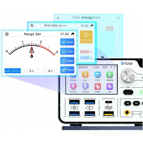 ZASILACZ LABORATORYJNY INTELIGENTNY AIXUN P3208 320W 32V/8A + KABLE IPHONE