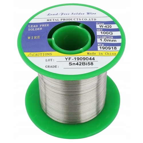 CYNA NISKOTOPLIWA 138C 100g Sn42Bi58 1mm + TOPNIK WYSOKA JAKOŚĆ CZYSTOŚĆ