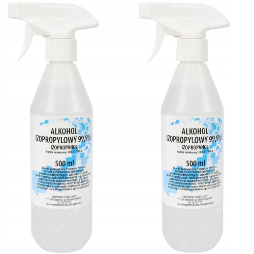 ALKOHOL IZOPROPYLOWY IZOPROPANOL IPA 99,9% CZYSTY DO ODTŁUSZCZANIA 2x 500ml