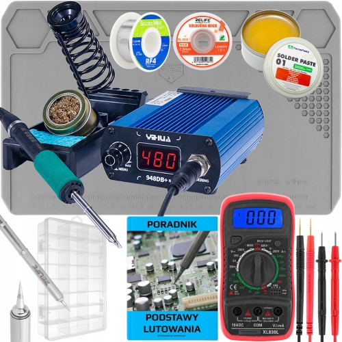 STACJA LUTOWNICZA LUTOWNICA PRECYZYJNA YIHUA 948DB+II 75W T12 + MULTIMETR