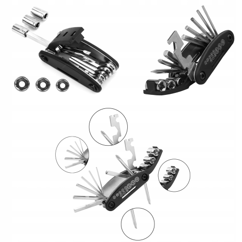 ZESTAW KLUCZY ROWEROWYCH IMBUSÓW PŁASKICH NASADKOWYCH KLUCZY WKRĘTAKÓW 16w1