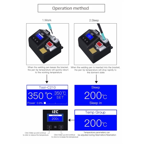 STACJA LUTOWNICZA LUTOWNICA PRECYZYJNA I2C-2SCNi 130W KOLBA T210 GROTY I210