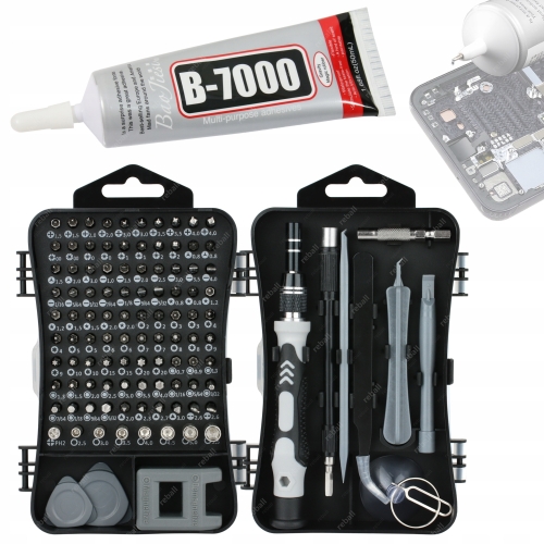B7000 KLEJ MONTAŻOWY LCD 50ml+ NARZĘDZIA WKRĘTAKI ZESTAW XL WYMIANA SZYBKI