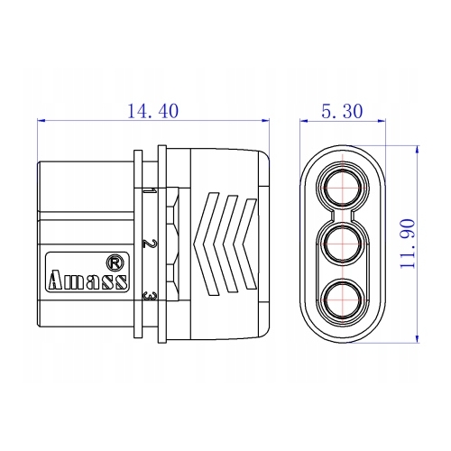 AMASS KONEKTOR ZŁĄCZE GNIAZDO ŻEŃSKIE+OSŁONA MR30