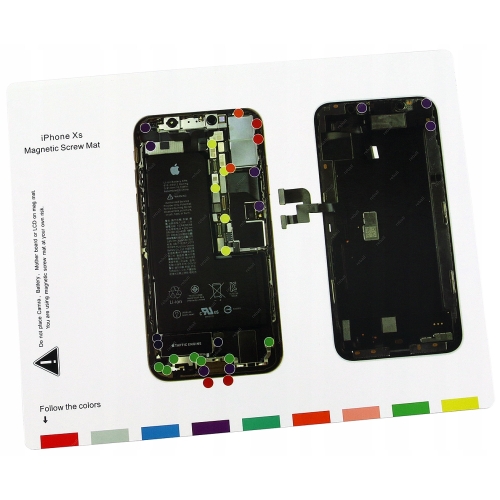 MATA MAGNETYCZNA NA ŚRUBKI CZĘŚCI Z TAPETĄ IPHONE XS - ORGANIZER SERWISOWY