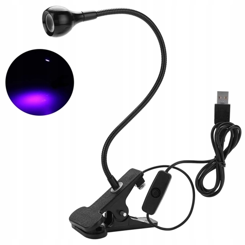 LAMPKA LED UV 5W DO UTWARDZANIA KLEJU LAKIERÓW ŻELI PAZNOKCI + MOCNA KLAMRA