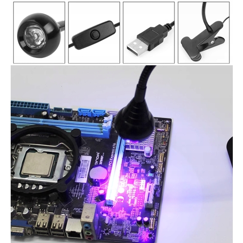 LAMPKA LED UV 5W DO UTWARDZANIA KLEJU LAKIERÓW ŻELI PAZNOKCI + MOCNA KLAMRA