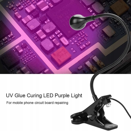 LAMPKA LED UV 5W DO UTWARDZANIA KLEJU LAKIERÓW ŻELI PAZNOKCI + MOCNA KLAMRA