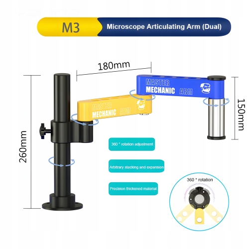 UNIWERSALNY STOJAN WIESZAK UCHWYT DO MIKROSKOPU STOŁU BLATU MECHANIC ARM M3