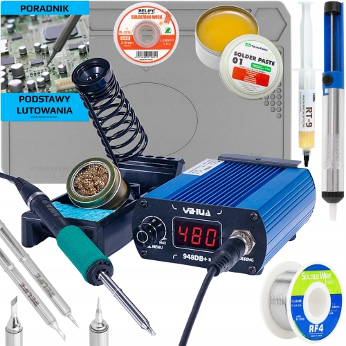 STACJA LUTOWNICZA LUTOWNICA PRECYZYJNA YIHUA 948DB+II 75W T12 + AKCESORIA