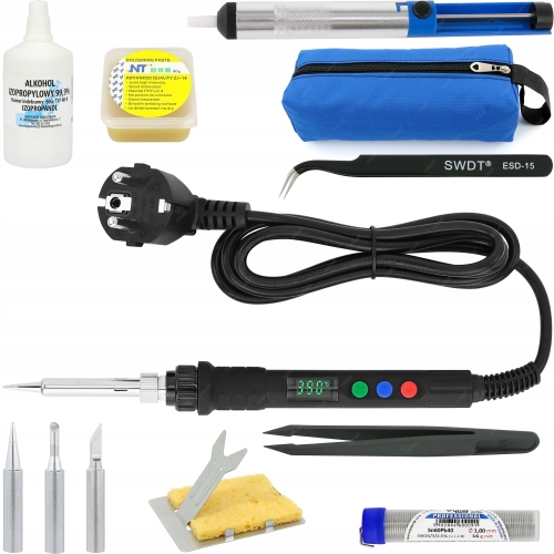 LUTOWNICA PRECYZYJNA KOLBOWA S801B 80W Z REGULACJĄ TEMPERATURY + AKCESORIA