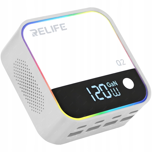 UNIWERSALNA CYFROWA ŁADOWARKA USB-C 120W RELIFE Q2 MOCNA 8 PORTÓW PD QC LCD