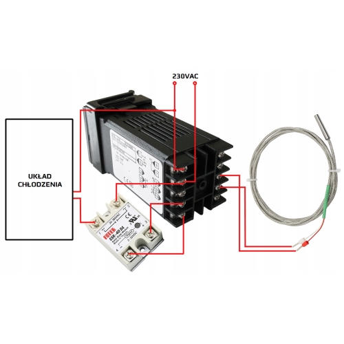 REGULATOR TEMPERATURY STEROWNIK REX-C100V CZUJNIK PT100 PRZEKAŹNIK SSR 40A