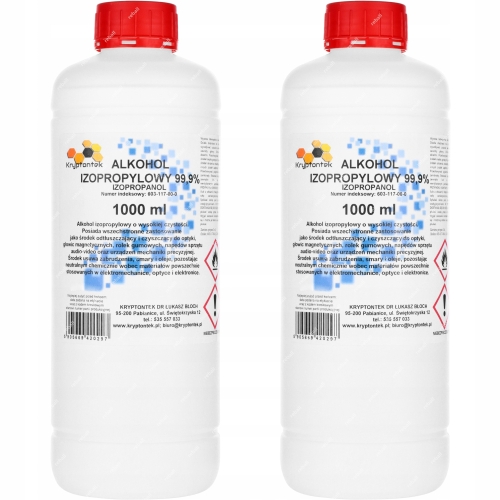 ALKOHOL IZOPROPYLOWY IZOPROPANOL IPA 99,9% CZYSTY DO ODTŁUSZCZANIA 2x 1L