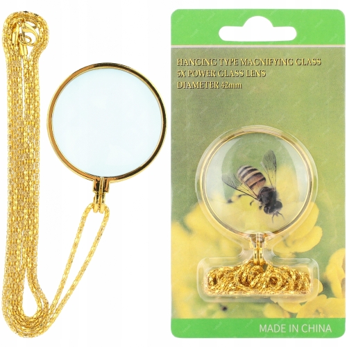 MINi LUPA JUBILERSKA SZKŁO POWIĘKSZAJĄCE 5x 42mm ZŁOTY WISIOREK RT0352