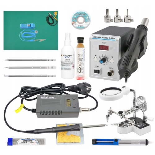 STACJA LUTOWNICZA HOT AIR 858D + LUTOWNICA PRECYZYJNA BAKON 950D +AKCESORIA