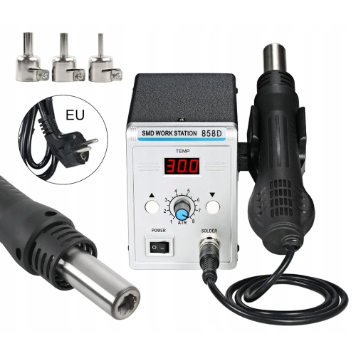 STACJA LUTOWNICZA HOT AIR 858D + LUTOWNICA PRECYZYJNA BAKON 950D +AKCESORIA