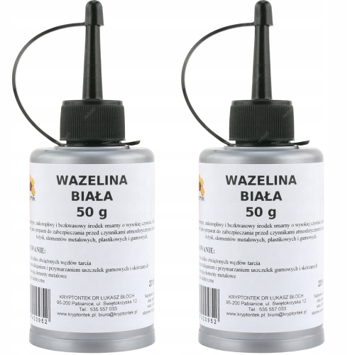 WAZELINA BIAŁA TECHNICZNA 2szt 50g OLIWIARKA SMAROWANIE USZCZELEK GUMOWYCH