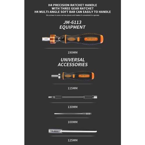 ZESTAW ŚRUBOKRĘTÓW PRECYZYJNYCH BITÓW TORX JAKEMY JM-6113 DO TELEFONÓW 73w1