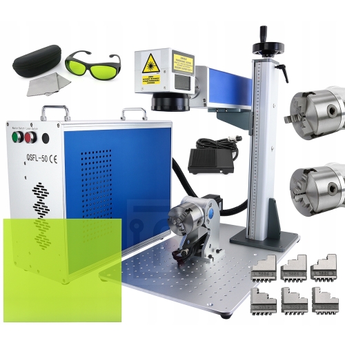 GRAWERKA LASEROWA ŚWIATŁOWODOWA ZNAKOWARKA METALU LASER 50W QSFL-50 ZESTAW