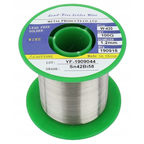 CYNA NISKOTOPLIWA 138C 100g Sn42Bi58 1,2mm + TOPNIK WYSOKA JAKOŚĆ CZYSTOŚĆ