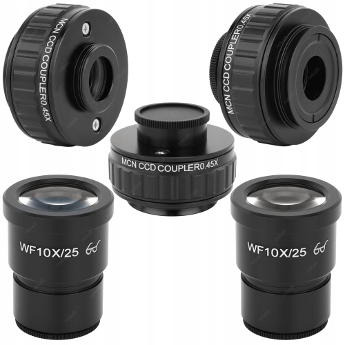 MIKROSKOP STEREOSKOPOWY TRINOKULAROWY MECHANIC MIC 3 7-50X + MCN 0,45x