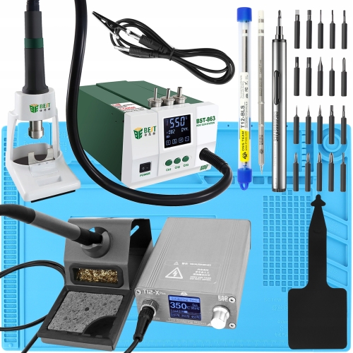 ZESTAW STACJA LUTOWNICZA OSS TEAM T12-D PLUS + BST-863 1200W WKRĘTAK I MATA