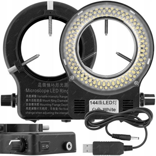 REGULOWANE OŚWIETLENIE DO MIKROSKOPU LAMPA KAISI DL144 144xLED 64mm BLACK