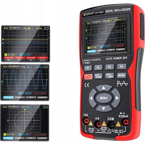 MULTIMETR MIERNIK OSCYLOSKOP CYFROWY 2 KANAŁOWY ZOYI ZT-703S AKUMULATOR USB