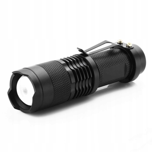 MOCNA LATARKA TAKTYCZNA LED MINI ALUMINIOWA IP4 CREE XR-E Q5 ZOOM 3 TRYBY