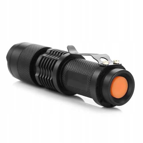 MOCNA LATARKA TAKTYCZNA LED MINI ALUMINIOWA IP4 CREE XR-E Q5 ZOOM 3 TRYBY