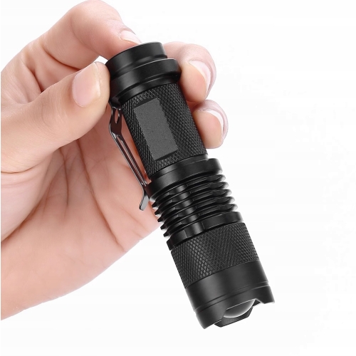 MOCNA LATARKA TAKTYCZNA LED MINI ALUMINIOWA IP4 CREE XR-E Q5 ZOOM 3 TRYBY