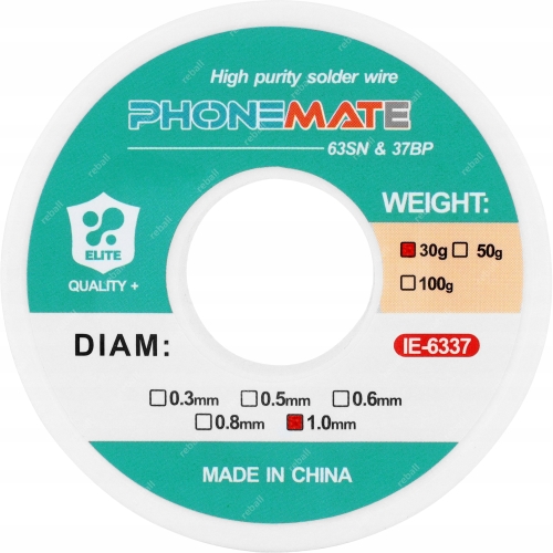 CYNA DO LUTOWANIA OŁOWIOWA Z TOPNIKIEM PHONEMATE Sn63Pb37 1mm 30g