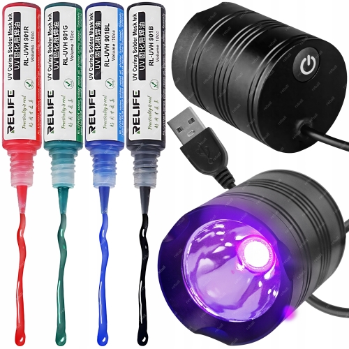 LAMPA RT0418 UV LED DO UTWARDZANIA LAKIERU SOLDERMASKI+4X LAKIER UV