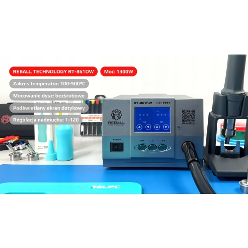 STACJA LUTOWNICZA HOT AIR SPAWARKA REBALL RT-861DW 1300W + UCHWYT AIFEN