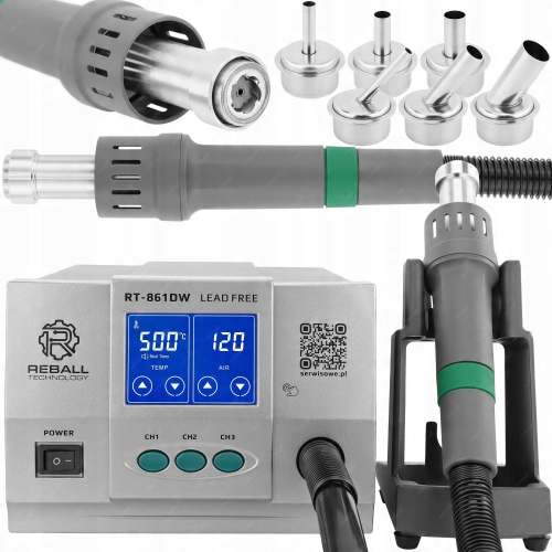 STACJA LUTOWNICZA HOT AIR SPAWARKA REBALL RT-861DW 1300W + UCHWYT AIFEN